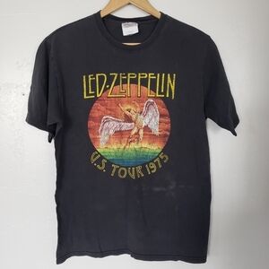 Hanes Heavyweight Small Black T-shirt Led Zeppelin Band Tee Short Sleeve Graphic
